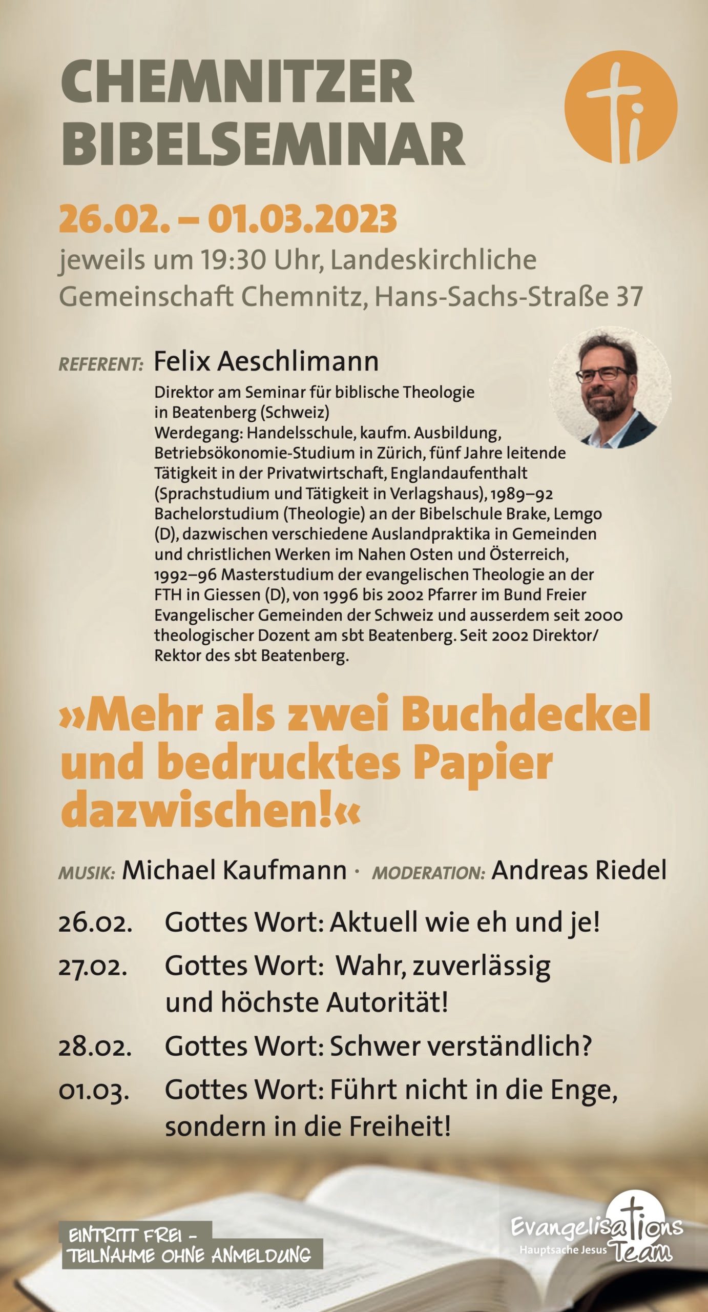 Flyer Chemnitzer Bibelseminar vom 26.02. bis 01.03.2023